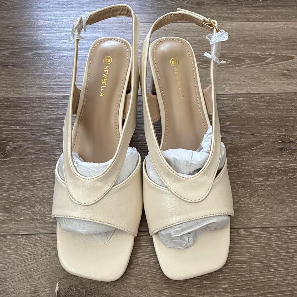 Newbella Cream Sandal Heels Size 8.5 - Picture 2 of 5